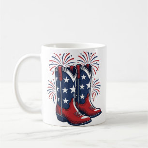 Patriotic Cowboy Boots Vintage Western Shirt Desig Coffee Mug