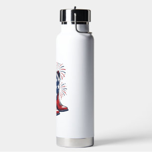 Patriotic Cowboy Boots Vintage Western Shirt Desig Water Bottle