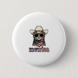 Patriotic Cowboy Cat Mewica Vintage Vector Design_ 2 Inch Round Button