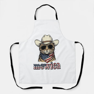 Patriotic Cowboy Cat Mewica Vintage Vector Design_ Apron