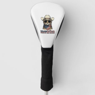 Patriotic Cowboy Cat Mewica Vintage Vector Design_ Golf Head Cover