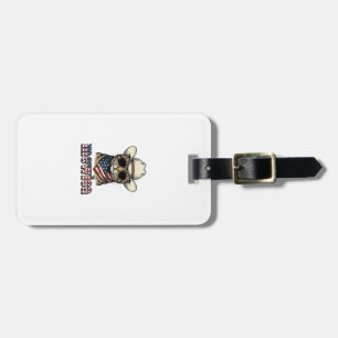 Patriotic Cowboy Cat Mewica Vintage Vector Design_ Luggage Tag