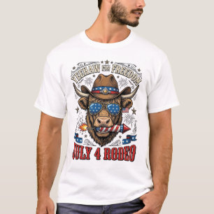 Patriotic Cowboy Cow Vintage 4th of July Western T T-Shirt