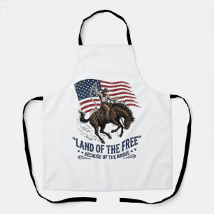 Patriotic Cowboy Land Of The Free Western Shirt De Apron