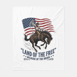 Patriotic Cowboy Land Of The Free Western Shirt De Fleece Blanket