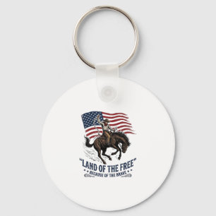 Patriotic Cowboy Land Of The Free Western Shirt De Keychain