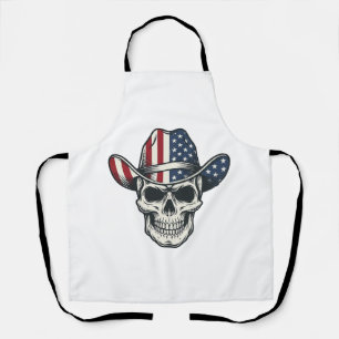 Patriotic Cowboy Skull Vintage Engraving Shirt_1 Apron