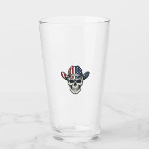 Patriotic Cowboy Skull Vintage Engraving Shirt_1 Glass