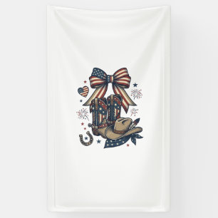 Patriotic Cowgirl Boots and Bow Western Shirt Desi Banner