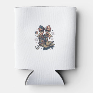 Patriotic Cowgirl Boots and Bow Western Shirt Desi Can Cooler