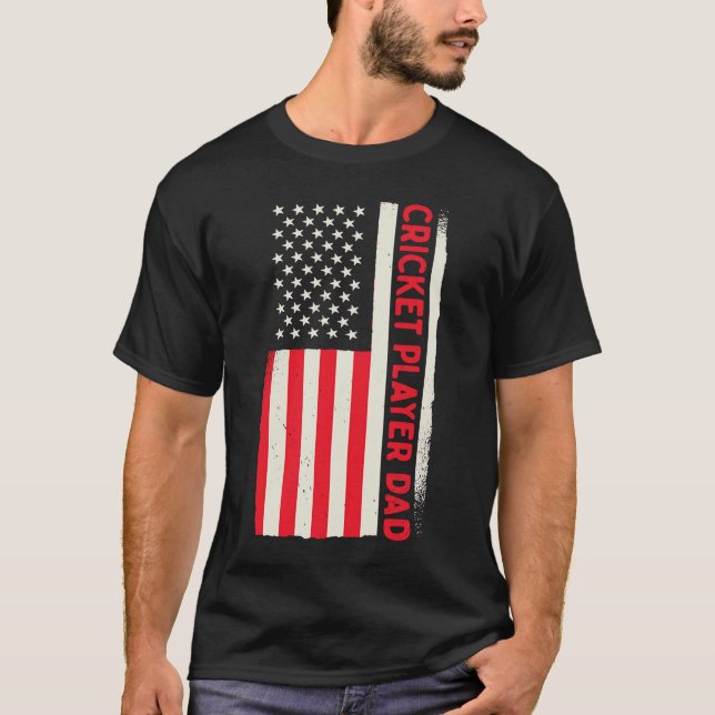 Patriotic Cricketer Coach Cricket Player Dad Ameri T-Shirt (Front)