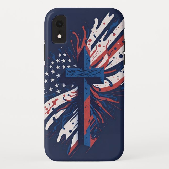 Patriotic Cross Case-Mate iPhone Case (Back)