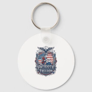 Patriotic Cross Stitcher Vector Graphic Tee_1 Keychain
