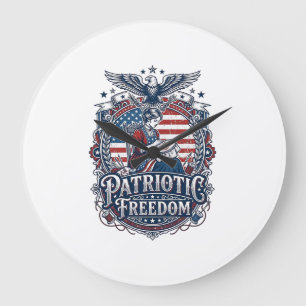 Patriotic Cross Stitcher Vector Graphic Tee_1 Large Clock