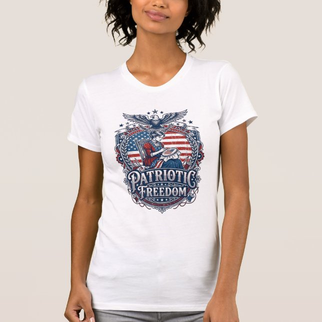 Patriotic Cross Stitcher Vector Graphic Tee_1 T-Shirt (Front)