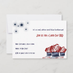 Patriotic Cupcake Labour Day Party Invitation