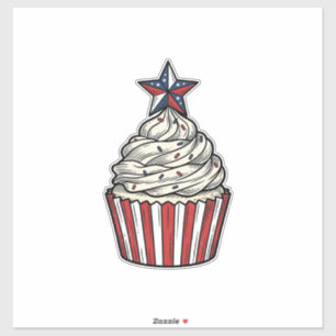 Patriotic Cupcake Vintage Engraving Fourth of July