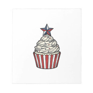 Patriotic Cupcake Vintage Engraving Fourth of July Notepad