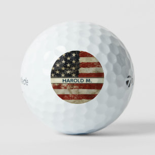 Patriotic Custom Name USA American Flag  Golf Balls