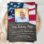 Patriotic Custom Photo American Flag Birthday  Invitation<br><div class="desc">USA American Flag Birthday Party Invitations. Invite friends and family to your patriotic birthday celebration with these modern American Flag invitations. Personalize this american flag invitation with your event, photo, name, and party details. See our collection for matching patriotic birthday gifts , party favours, and supplies. COPYRIGHT © 2021 Judy...</div>