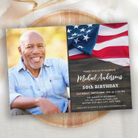Patriotic Custom Photo US American Flag Birthday