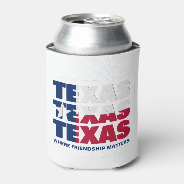 Patriotic Custom TEXAS FLAG Cooler (Can Front)