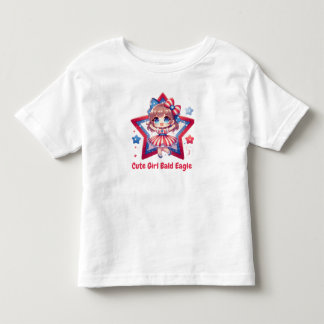 Patriotic Cutie – Baby Bald Eagle with Bow Girls' Toddler T-shirt