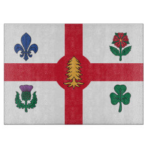 Patriotic cutting board with Flag of Montreal