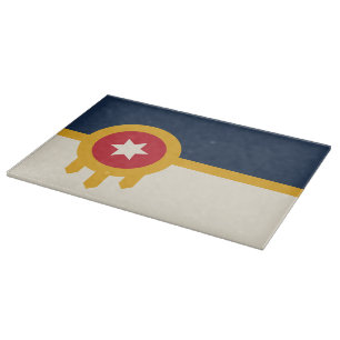 Patriotic cutting board with Flag of Tulsa City
