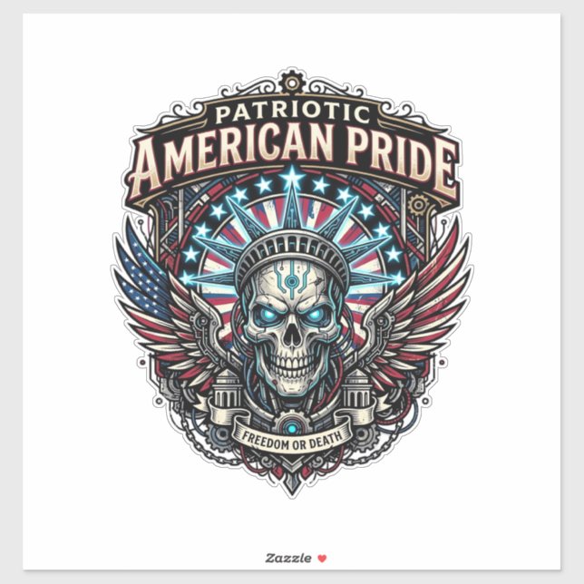 Patriotic Cyber Liberty Skull Cyberpunk Future Fre (Sheet)