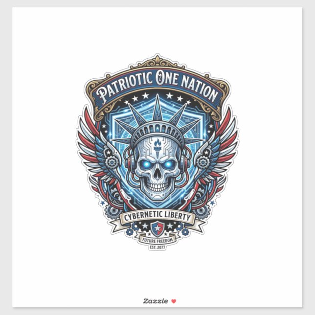 Patriotic Cyber Liberty Skull Cyberpunk Future Fre (Sheet)