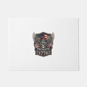 Patriotic Cyber Liberty Skull Cyberpunk Future Fre Doormat