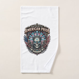 Patriotic Cyber Liberty Skull Cyberpunk Future Fre Hand Towel