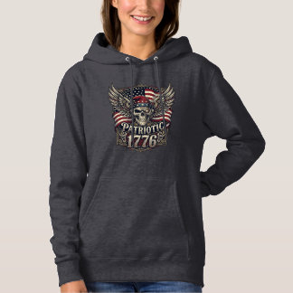 Patriotic Cyber Liberty Skull Cyberpunk Future Fre Hoodie