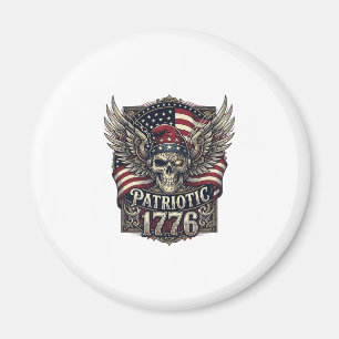 Patriotic Cyber Liberty Skull Cyberpunk Future Fre Magnet