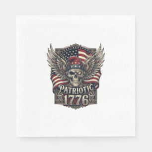 Patriotic Cyber Liberty Skull Cyberpunk Future Fre Napkin