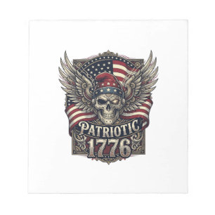 Patriotic Cyber Liberty Skull Cyberpunk Future Fre Notepad