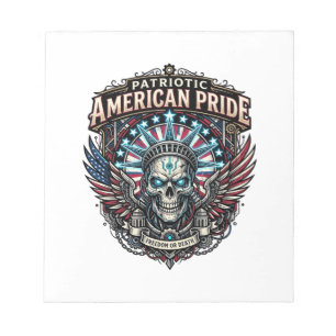 Patriotic Cyber Liberty Skull Cyberpunk Future Fre Notepad