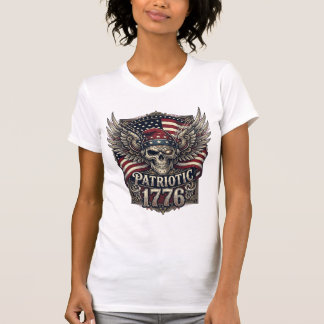 Patriotic Cyber Liberty Skull Cyberpunk Future Fre T-Shirt