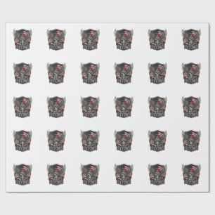 Patriotic Cyber Liberty Skull Cyberpunk Future Fre Wrapping Paper