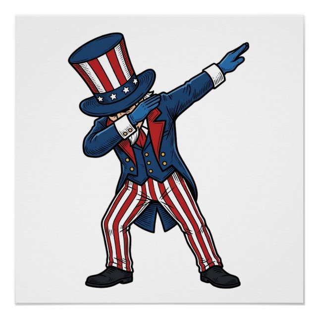 Patriotic Dabbing Character Vintage Vector Design_ Poster (Front)