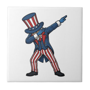 Patriotic Dabbing Character Vintage Vector Design_ Tile