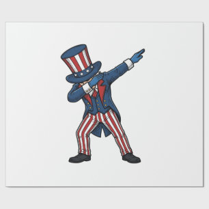 Patriotic Dabbing Character Vintage Vector Design_ Wrapping Paper