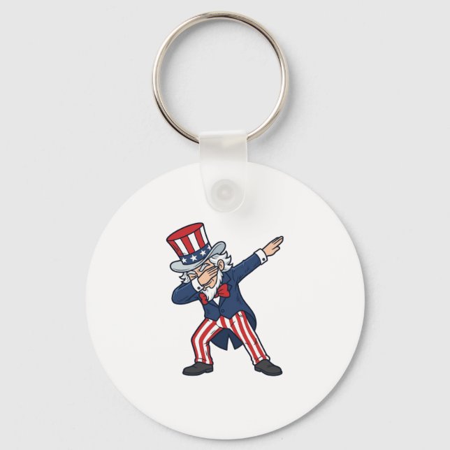 Patriotic Dabbing Gentleman Vintage Vector Design_ Keychain (Front)