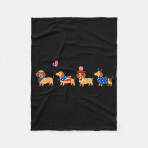 Patriotic Dachshund 4th Of July Wiener Funny Dog Fleece Blanket