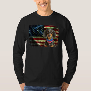 Patriotic Dachshund American Flag Dog Men Women T-Shirt