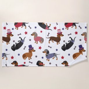 Patriotic Dachshund Beach Towel
