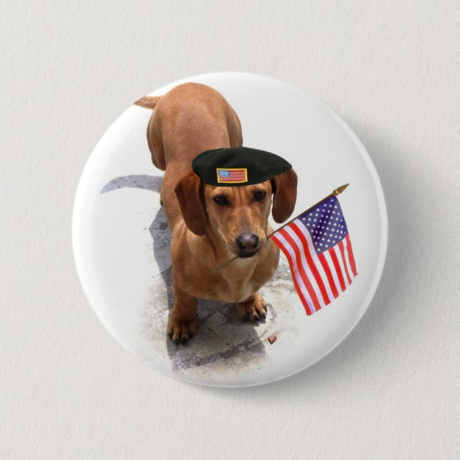 Patriotic dachshund button (Front)