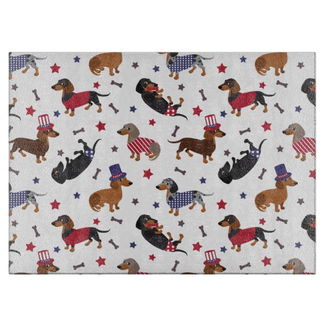 Patriotic Dachshund Cutting Board (Front)