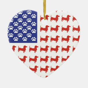 Patriotic Dachshund Doxie Ceramic Ornament